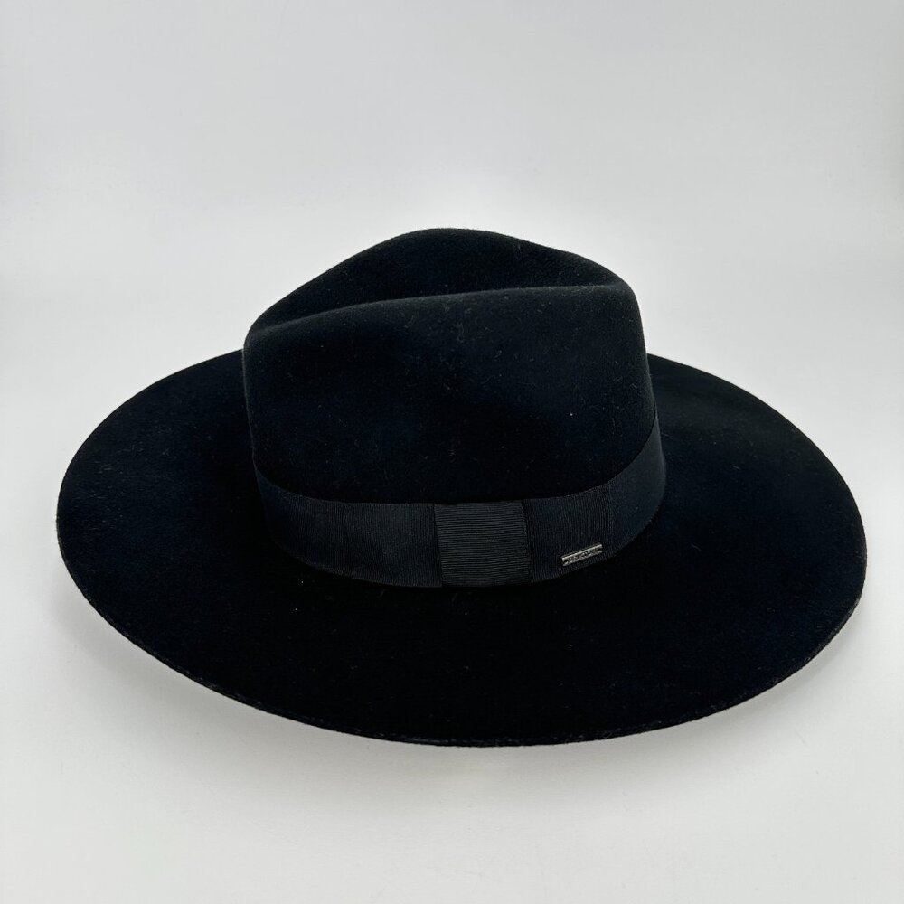 Brixton Piper Wool Hat in Black size S Small Floppy Felt Grosgrain Braid